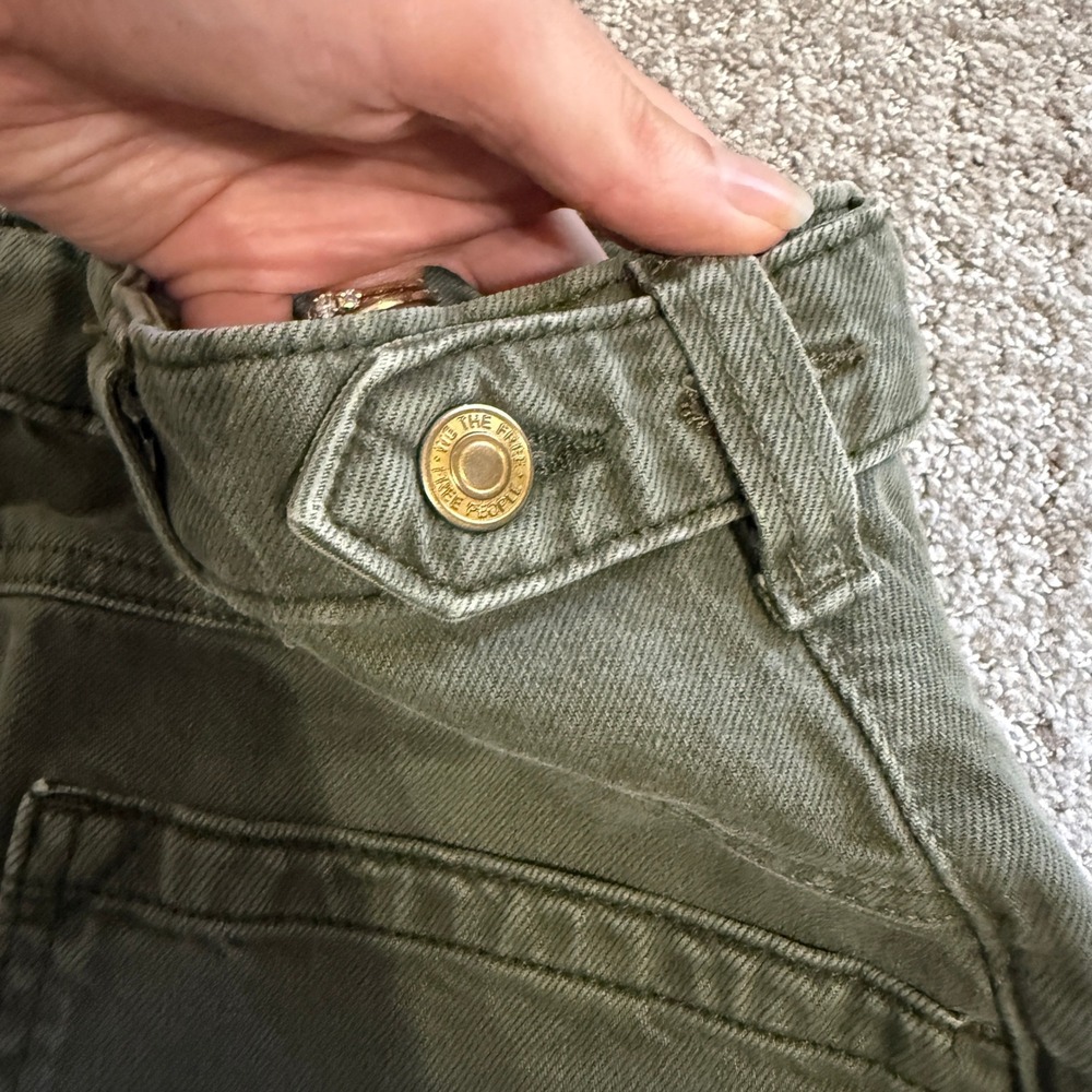We The Free People Palmer Olive Green Wide Leg Utility Pants Jeans 30 High Rise - Picture 4 of 11